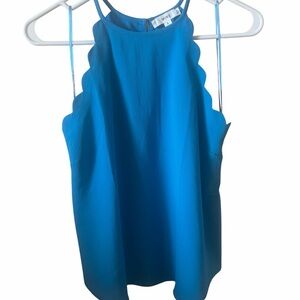 Mine Vibrant Blue women’s sleeveless top with scalloped detail. New!
